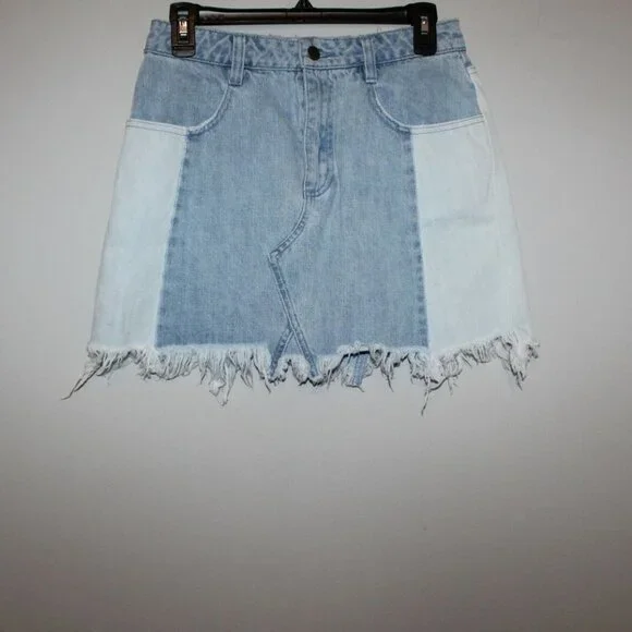 ✨2/$20 Free People Colorblock Denim Jean Mini Skirt Women's Size 6 H10333 - Picture 5 of 9